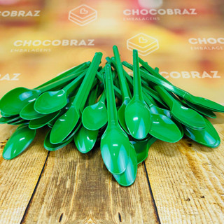 50~250 COLHER SOBREMESA PS VERDE BELLO FESTAS em Oferta na Shopee