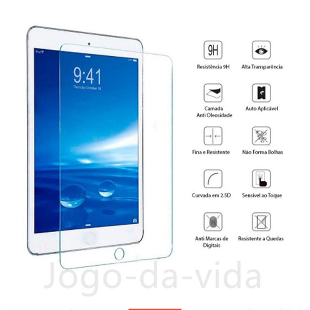 Película de Vidro Para iPad5/6 7/8/9/10” Geração 10.2 /Air 1/2 /9,7”/Air 3/10.5”