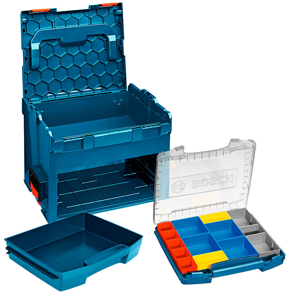Maleta Organizadora de Ferramentas BOSCH Kit Smart Case LS-BOXX 306 + Gaveta LS-Tray 92 + i-BOXX 53 com 12 inserção