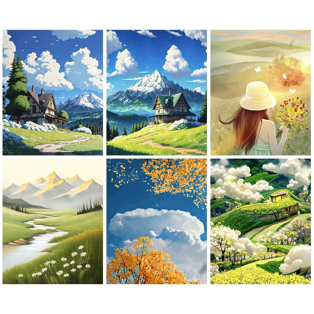 RUOPOTY Tinta Clássica Por Números Kits Pinturas Decorativas Bela De Cenário De Montanha Para Pintura Presente Personalizado em Oferta na Shopee