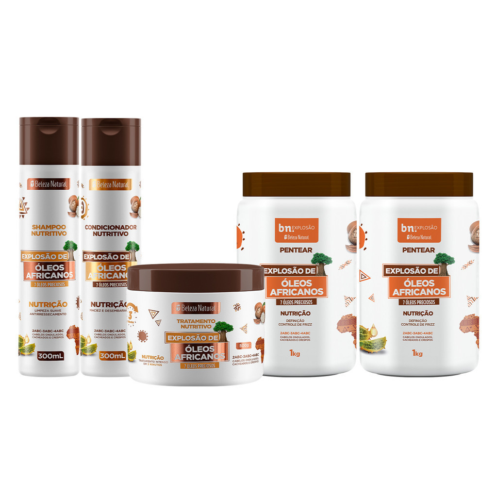 Kit Super Beleza Natural Explosão de Óleos Africanos bn.Explosão em Oferta na Shopee