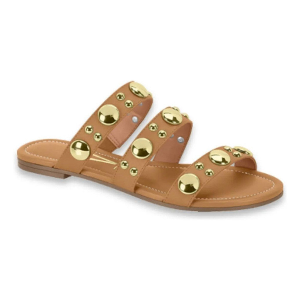 Sandália Rasteira Vizzano Chinelo Slide Feminino Spike Novo Lançamento Blogueira Confortável