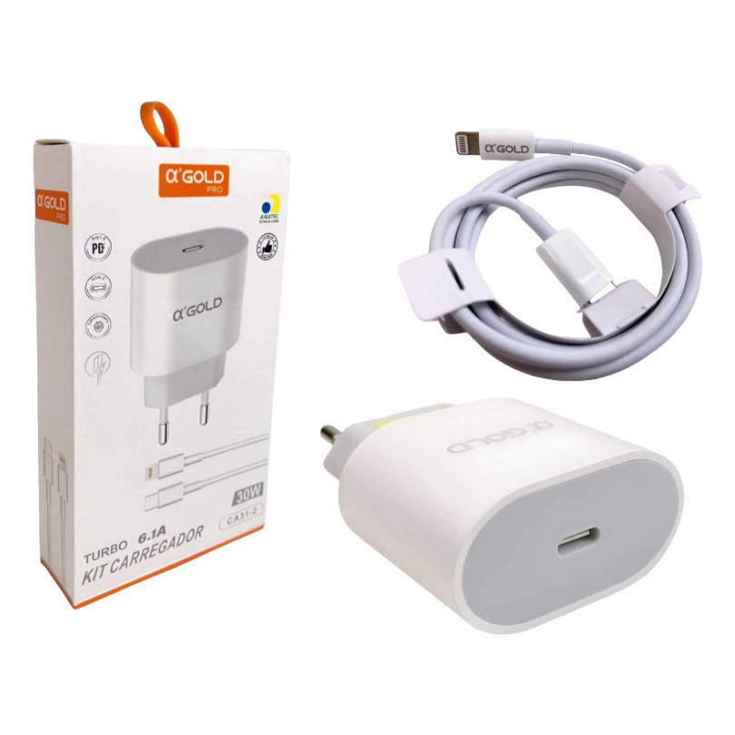 Carregador Eficiente P/ iPhone Turbo 30w Carga Rapida tipo c type-c compativel c/ sai15 16