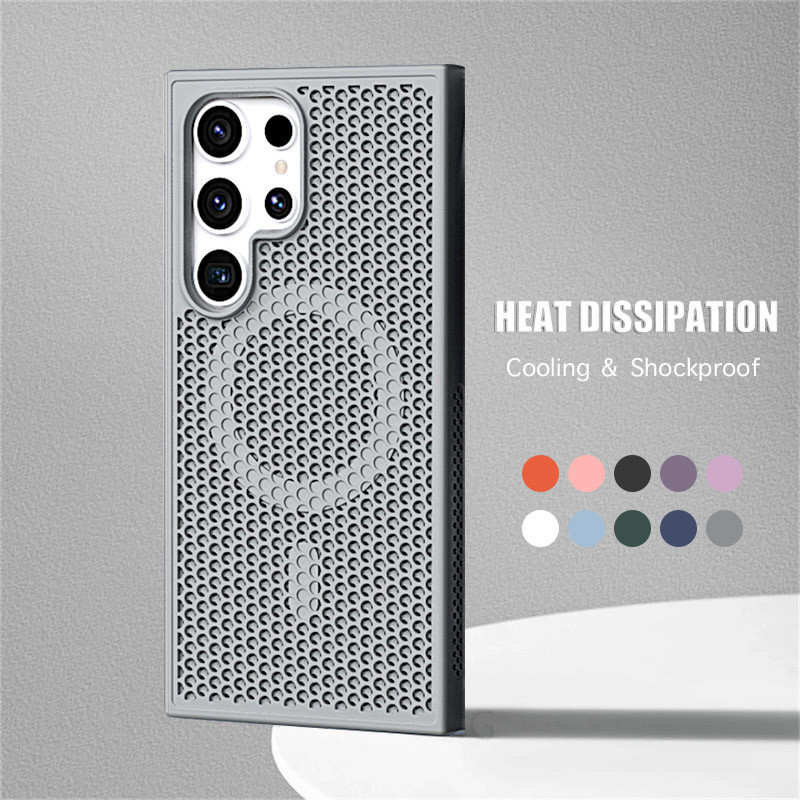 Capa Para Samsung S25 Ultra S24 Plus S24 Luxo Fosco Dissipação De Calor Buraco Resfriamento Magnético Carga Sem Fio PC D em Oferta na Shopee
