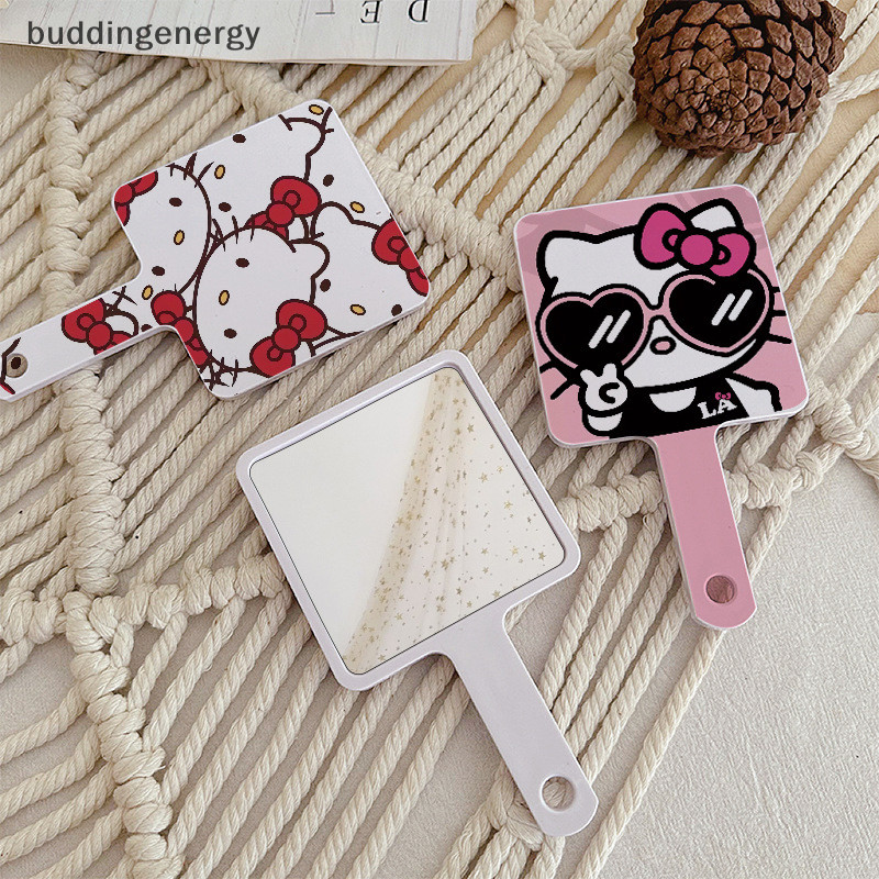 { BUDDI } Sanrio Hello Kitty Portátil Kawaii Cartoon Maquiagem Mirror Travel Clearness Ferramentas De Beleza Para Meninas buddingenergy