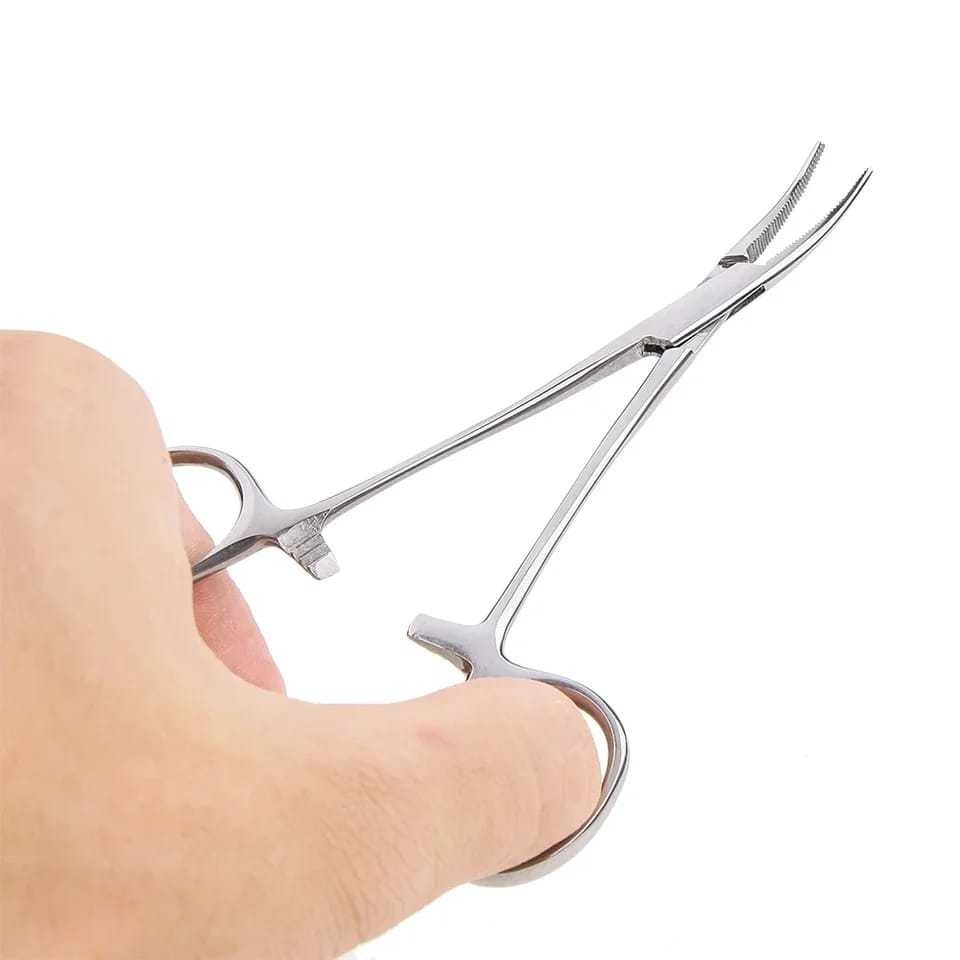 Kit 2 Pinça Hemostática Mosquito Reta/Curva Halstead 12cm Aço Inox procedimentos cirúrgicos