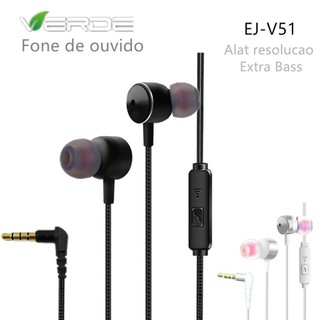 Fone De Ouvido VERDE EJ-v51 qualidade muito boa Extra BASS