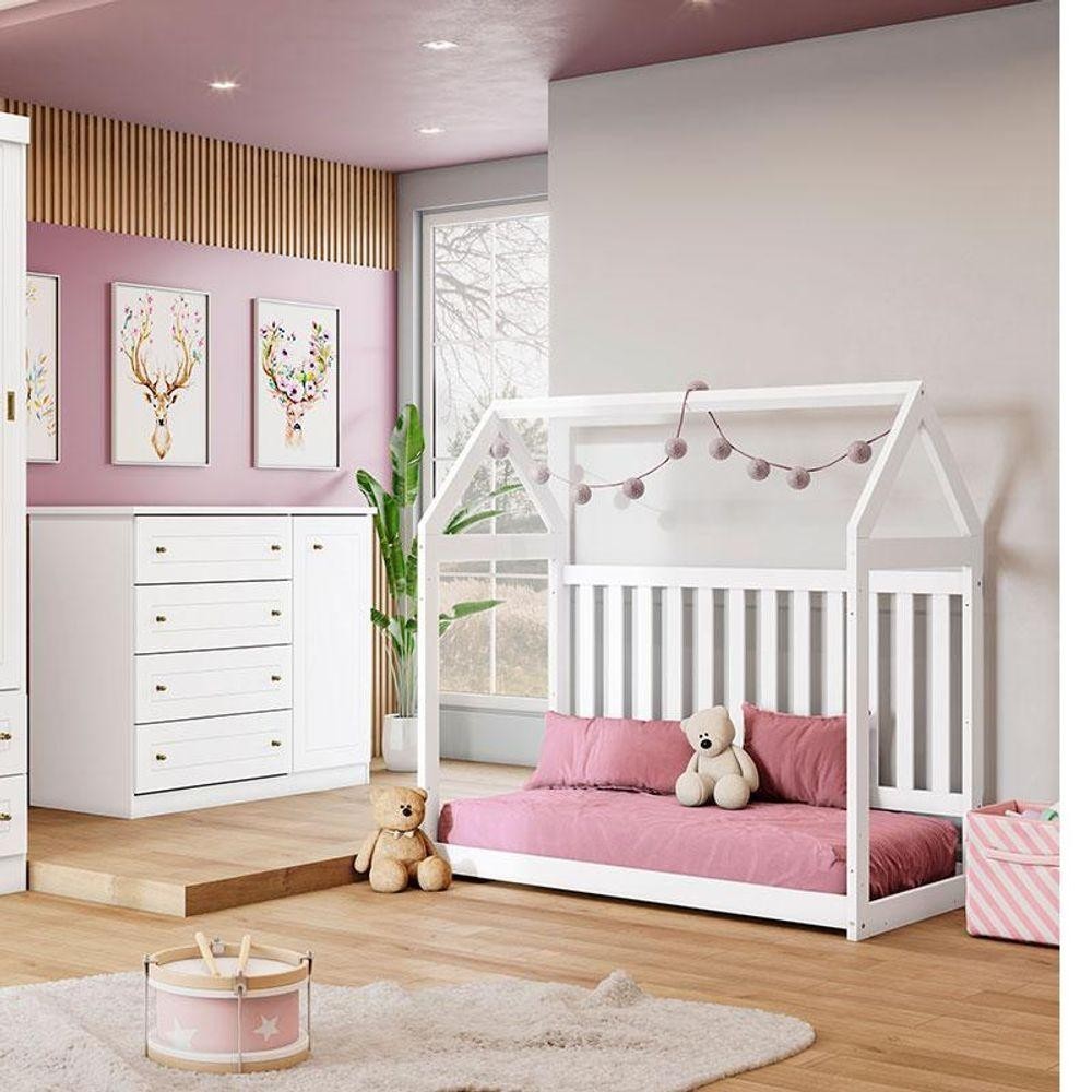 Detalhes do Berço Montessoriano E Cômoda Infantil Americano Branco Hp - Henn