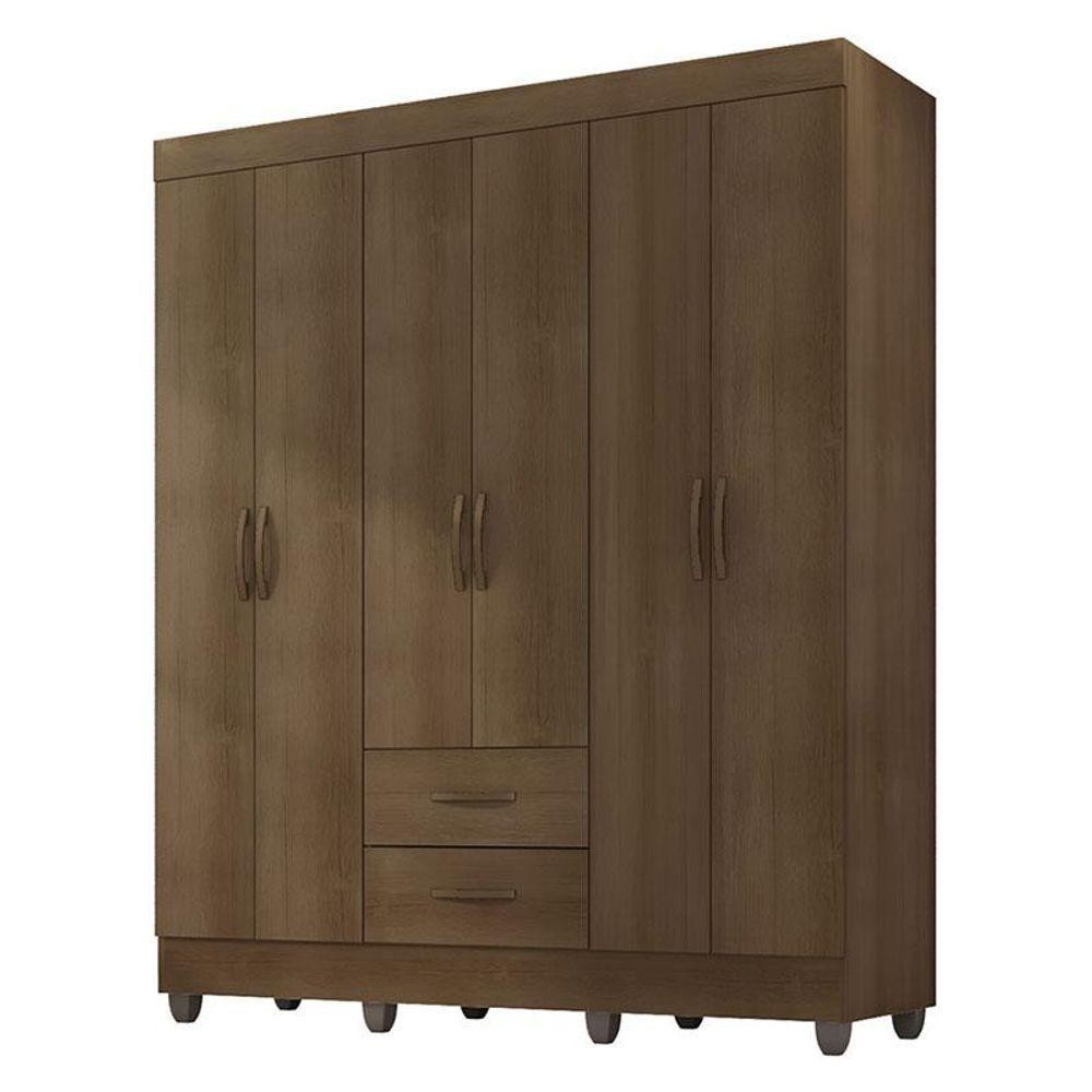 Guarda Roupa Casal Lite 6 Portas Carvalho Oak - Móveis Leão - Home & Living