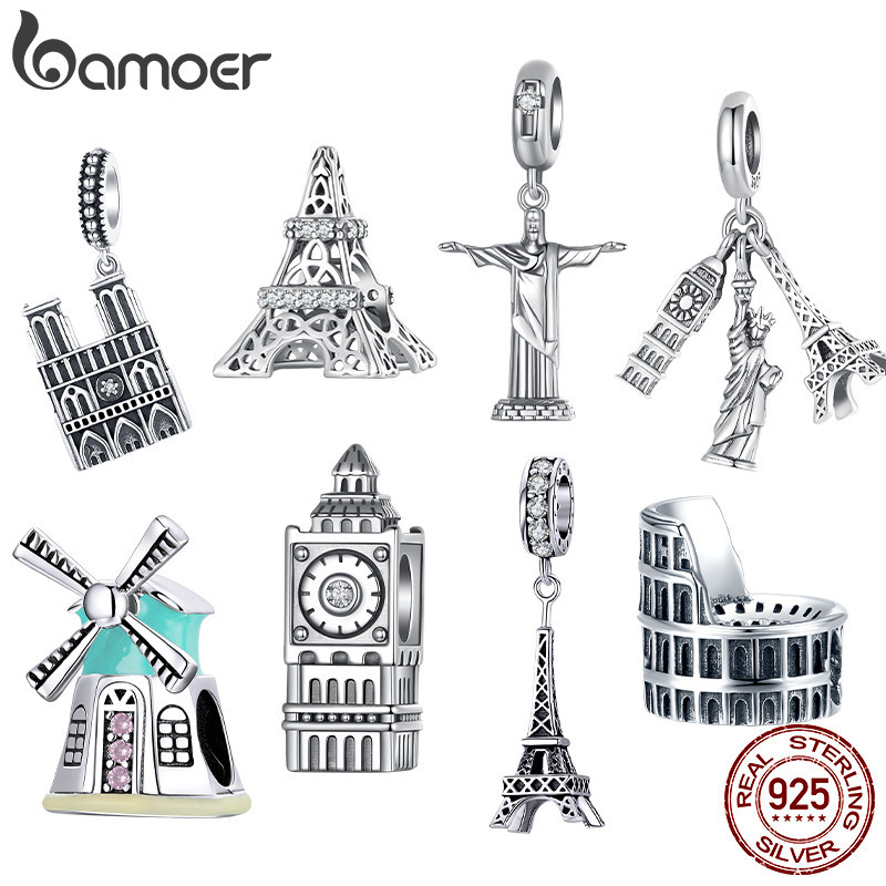 Bamoer 925 Sterling Sliver Charme Arquitetura Pyramid Pendant Série De Acessórios Para Pulseira em Oferta na Shopee