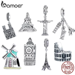 Bamoer 925 Sterling Sliver Charme Arquitetura Pyramid Pendant Série De Acessórios Para Pulseira
