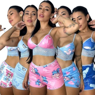 Kit 10 Conjunto Feminino Short Doll Curto Pijama de Dormir Estampado Personagem Sem Bojo com Alça Cropped Virginia em Oferta na Shopee