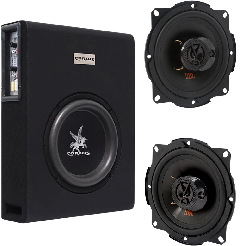 Kit Caixa Amplificada Corzus Cxs 303 Slim + 2 Alto Falantes JBL