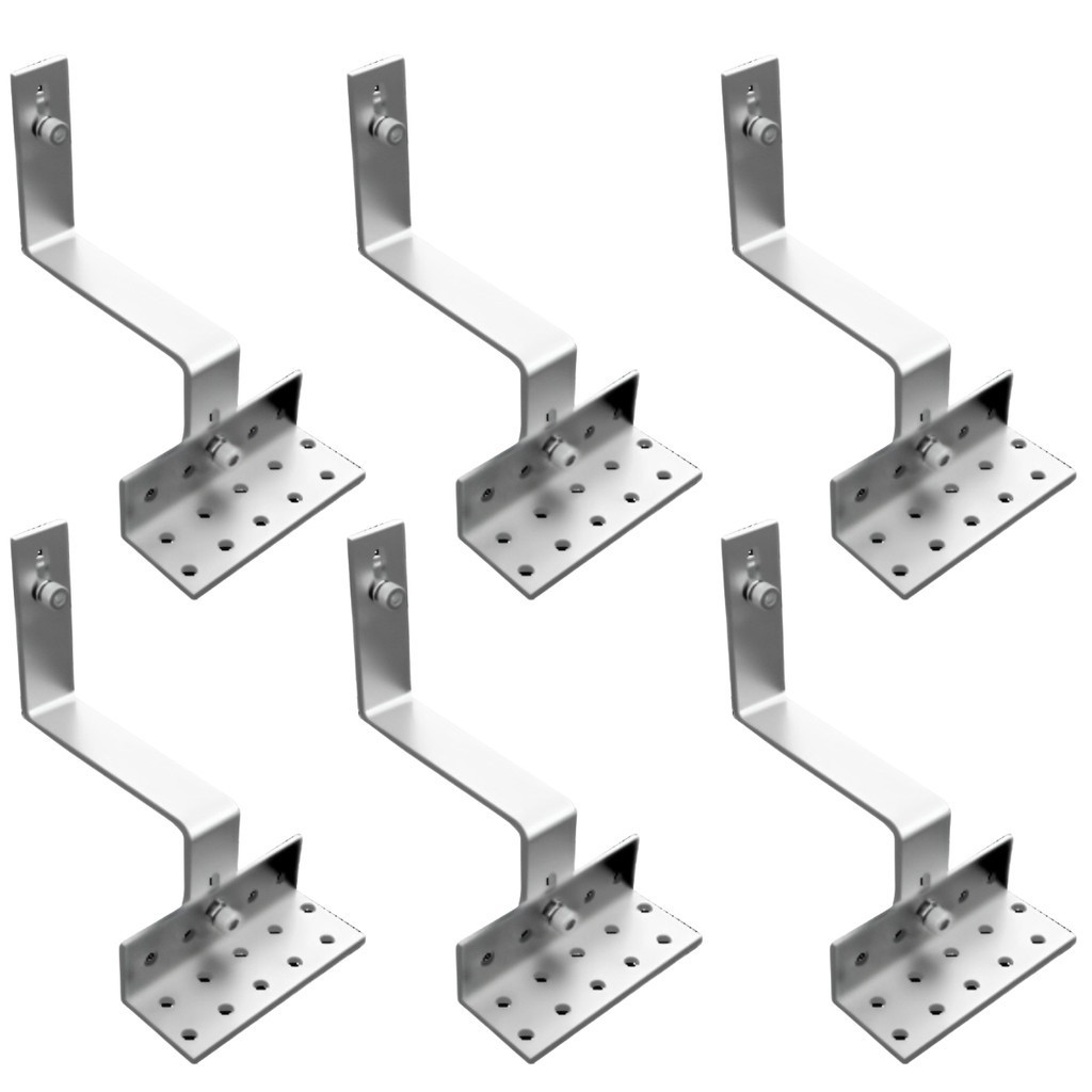 Kit 06 Estrutura Suporte Fixador Linha C Placa Painel Solar Inox Para Telha Cerâmica e Cimento Perfil Master Suporte