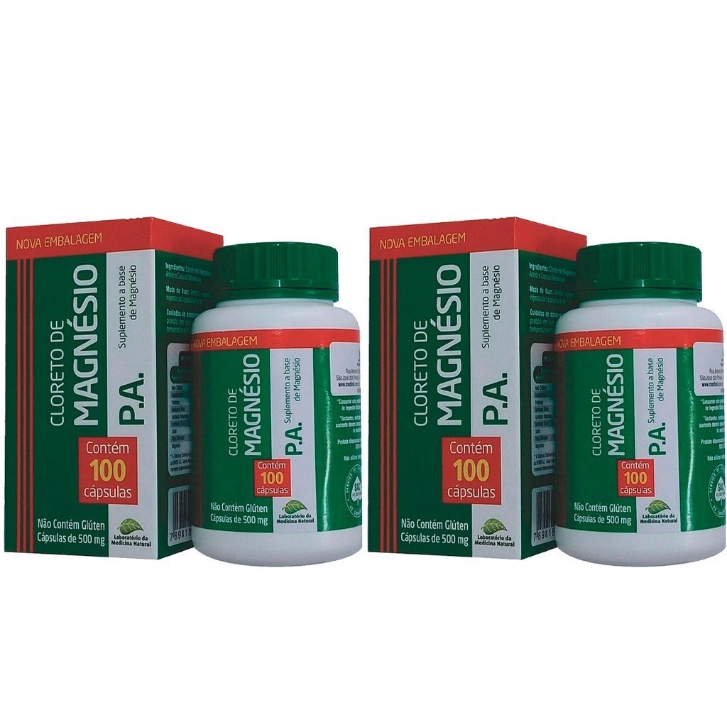 Kit com 2 unidades do Cloreto de Magnésio 100 capsulas 50g