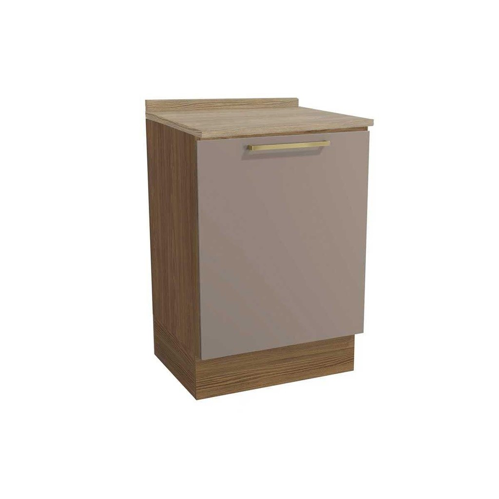 Balcão de Cozinha Botanic M629 1 Porta c/Tampo 60cm Nogueira/Fendi/Nogueira - Kappesberg