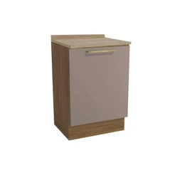 Balcão de Cozinha Botanic M629 1 Porta c/Tampo 60cm Nogueira/Fendi/Nogueira - Kappesberg