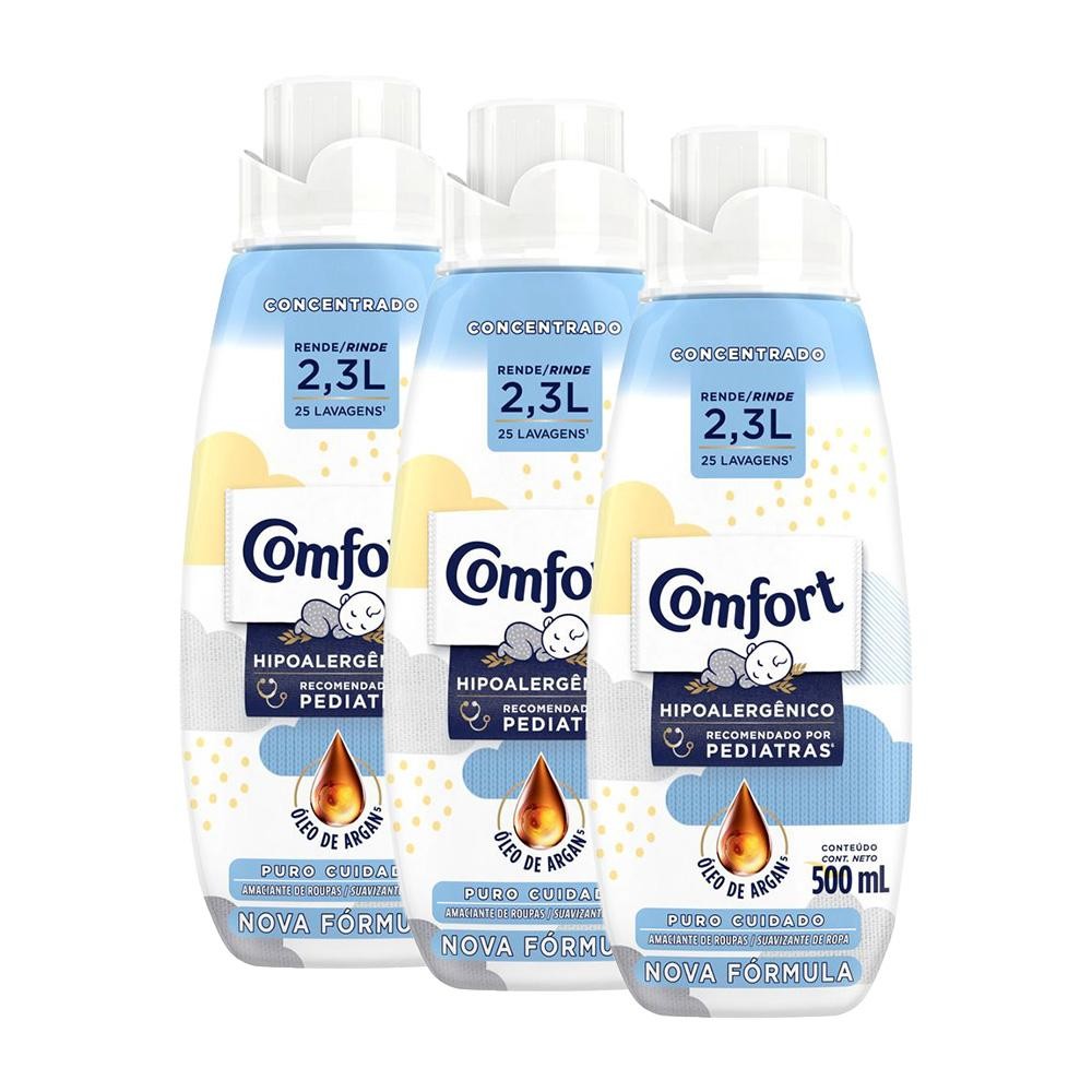 Kit 3 Amaciantes Concentrado Comfort Puro Cuidado 500ml - Home & Living