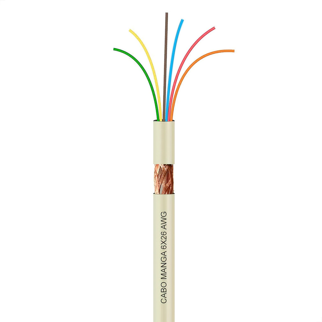 Cabo Manga 6x26 AWG - com Blindagem Bege - 40 Metros