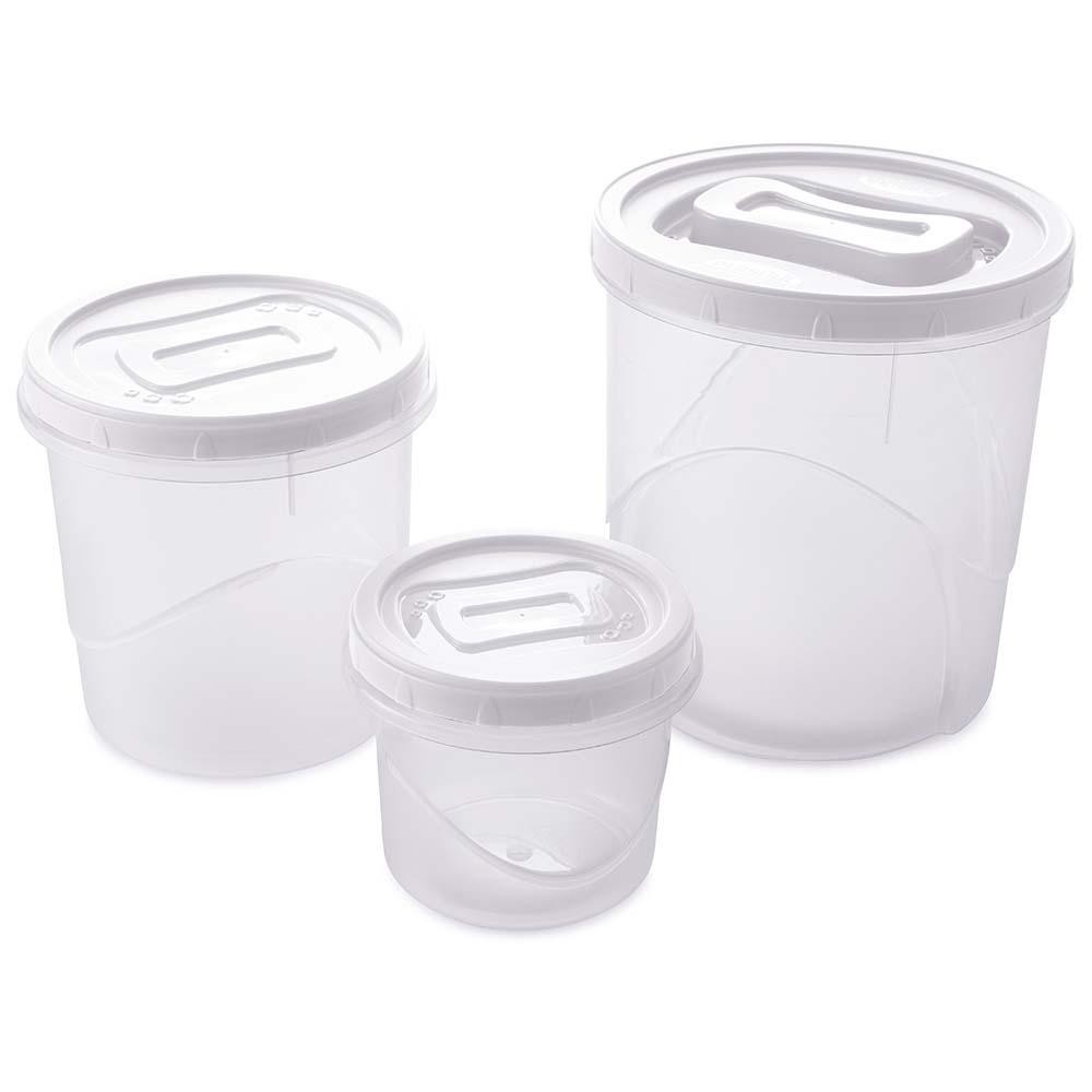 Kit 3 Potes Porta Mantimentos Redondos Branco Plasútil em Oferta na Shopee