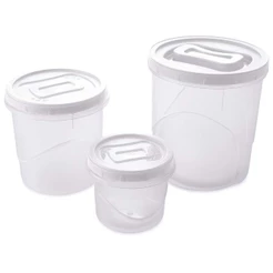 Kit 3 Potes Porta Mantimentos Redondos Branco Plasútil