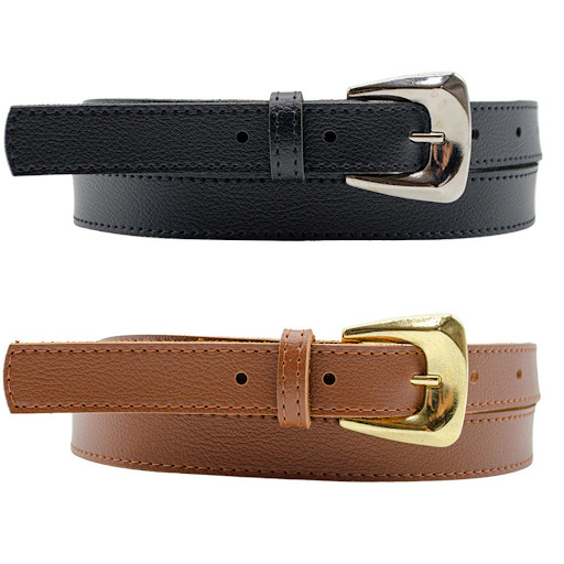 Kit 2 Cinto Feminino 2cm Fivela Dourada Prateada Moda Atual Inverno Verão 96020K2