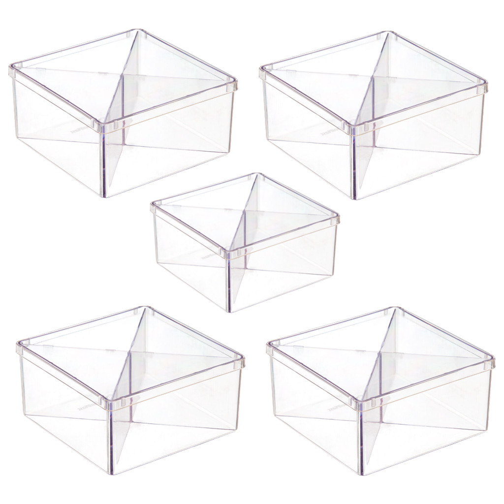 5 Caixas Acrílica Organizadora Divisória 12x12 Kit Utilidades Doces Lembrancinha