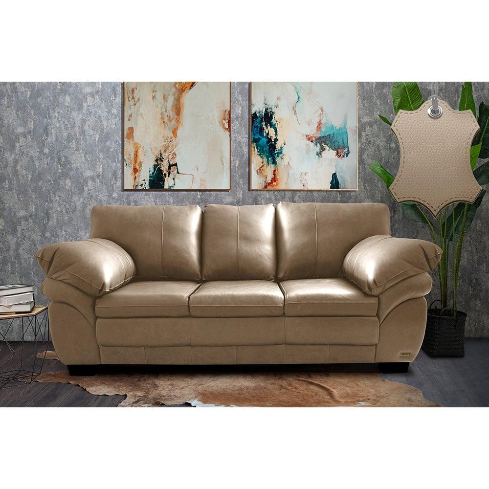 Sofá de Couro Legítimo 3 Lugares 2,10m Cama inBox Monterrey Bege em Oferta na Shopee