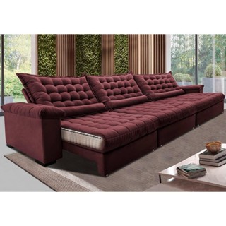 Sofá Retrátil e Reclinável 3,55m Molas Ensacadas Cama inBox Big Space com Bordado 3D Velusoft Vinho em Oferta na Shopee