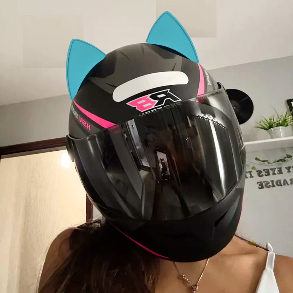 Orelha De Gato Acessório Moto Bike Fixar Capacete Dupla Face Decoração Resistente Orelinha
