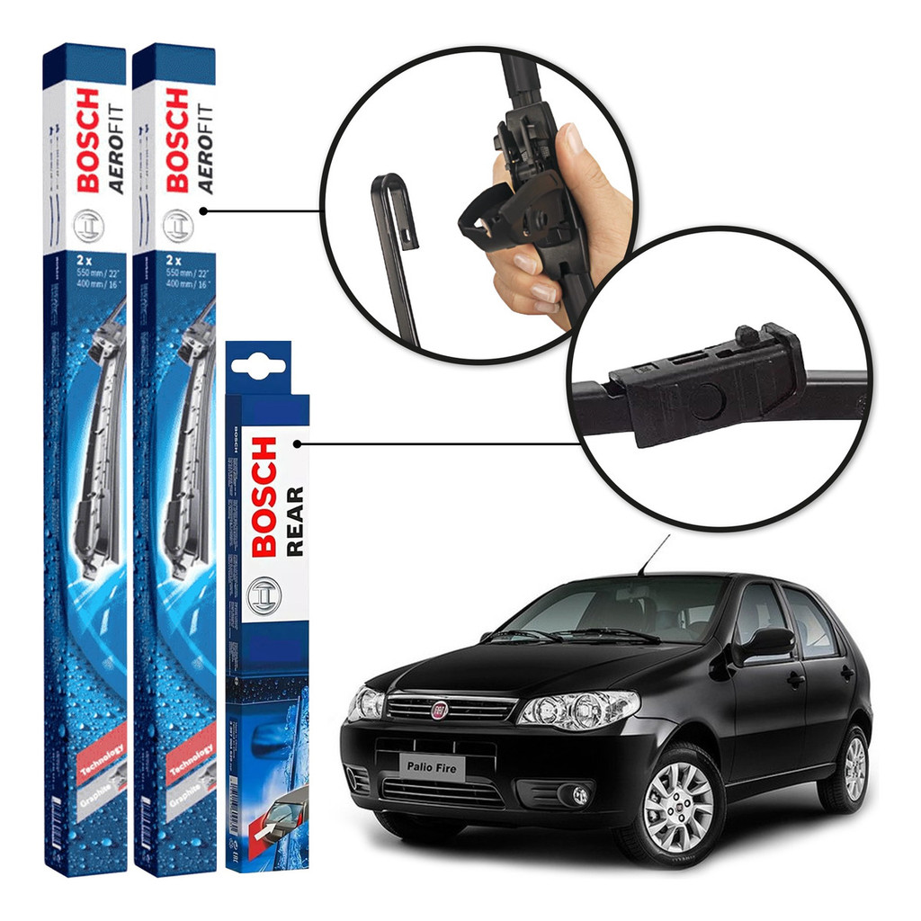 Palheta  Parabrisa Diant Tras Bosch Fiat Palio 2004 A 2012 em Oferta na Shopee