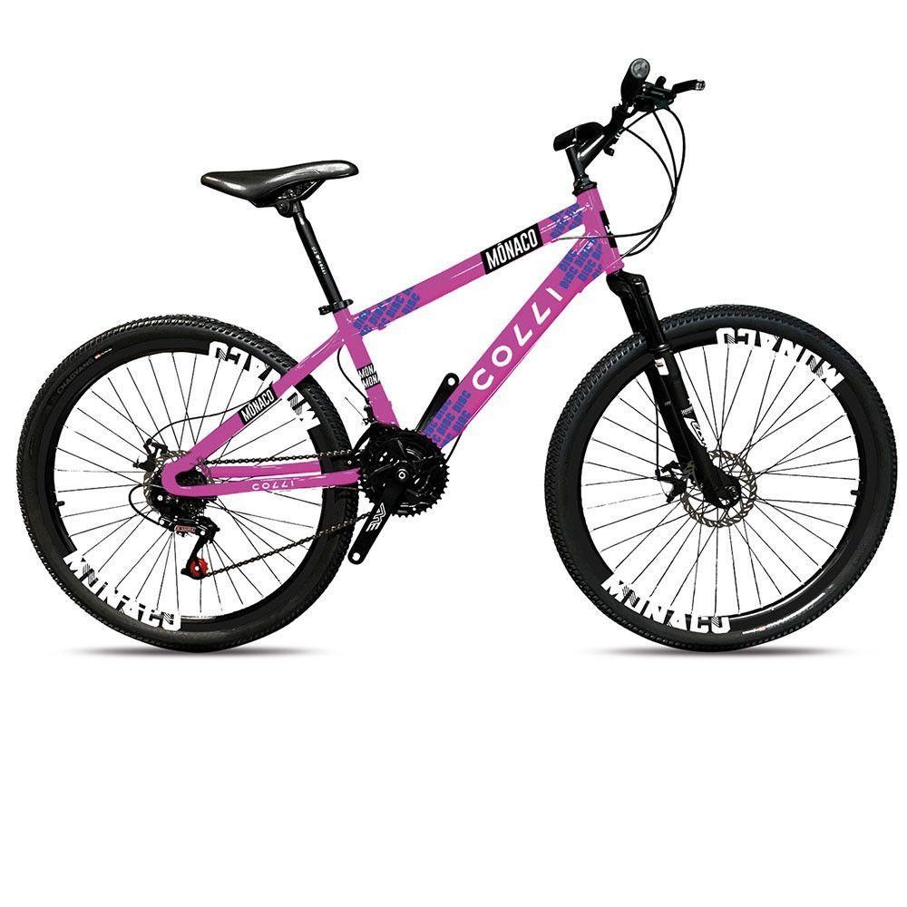 Bicicleta Mônaco Aro 26 21 Velocidades Colli Rosa Neon em Oferta na Shopee