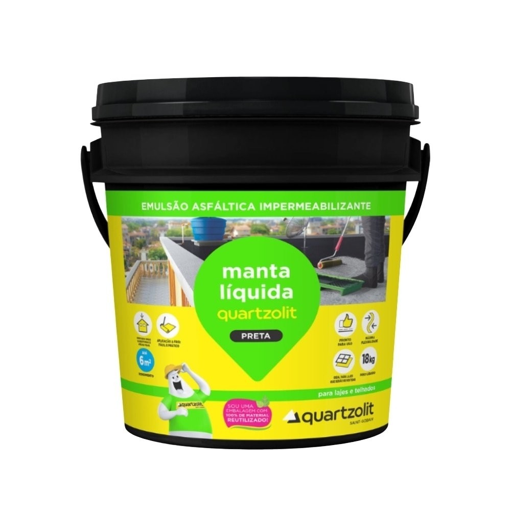 Manta Líquida Quartzolit Preta Balde 18kg - Home & Living