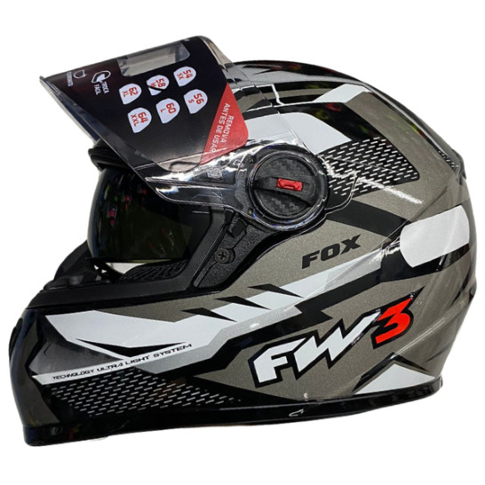 Capacete Fw3 Gtx Fox Grafite Cinza Com Óculos Interno em Oferta na Shopee