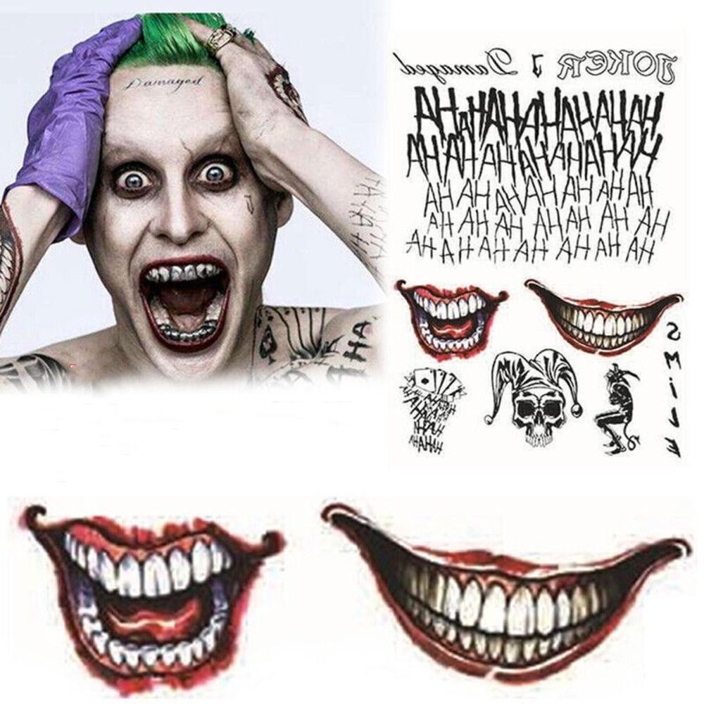 Tatuagens Temporárias De Halloween , 1 Folha De Joker , Adesivo Falsas Para Homens E Mulheres , Perfeito Cosplay