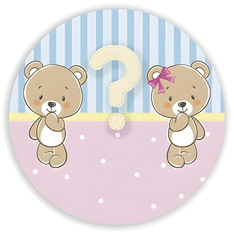 NOVO Painel Festa Infantil Redondo Chá Revelação, Ursinhos, Fundo Interrogação + Arco, Suporte incluso. Fazemos personalizado com qualquer tema. Confeccionado em Lona fosca, impressão de alta resolução. cenário , p/ Decoração