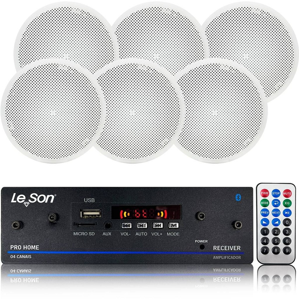 Kit Som Ambiente Teto Embutir PRO Home 6 Arandelas Redonda em Oferta na Shopee