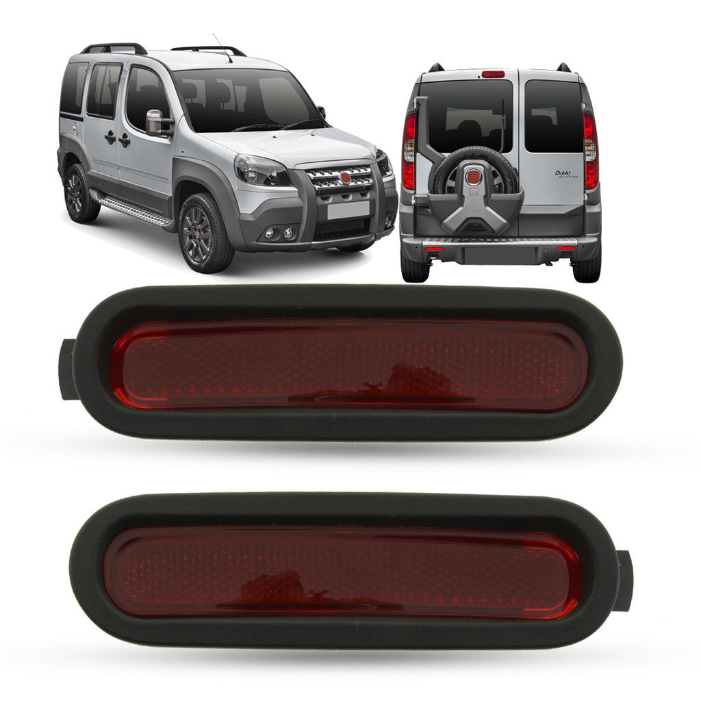 Par de Refletor Lanterna Parachoque Traseiro Olho de Gato Fiat Doblo Adventure 2010 a 2021