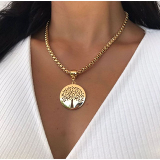 Colar Árvore da Vida Semijoia Banhada em Ouro 18K em Oferta na Shopee