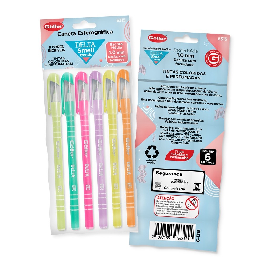Caneta Esferográfica Delta Smell 1.0mm Perfumada Com 6 Unidades Göller em Oferta na Shopee
