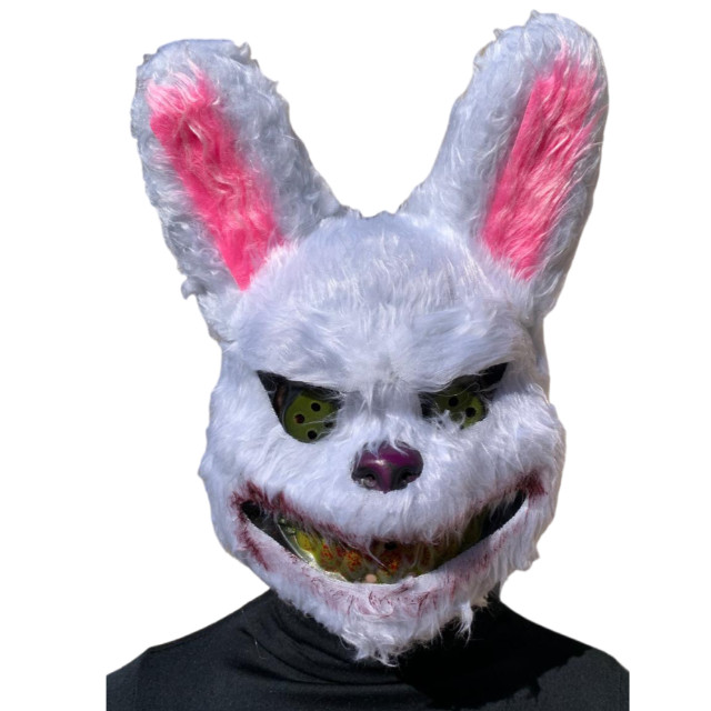 Máscara Coelho Bravo Pelucia Halloween Carnaval Fantasia Teatro Terror Assustador Dia das Bruxas Zumbi Cosplay Horror