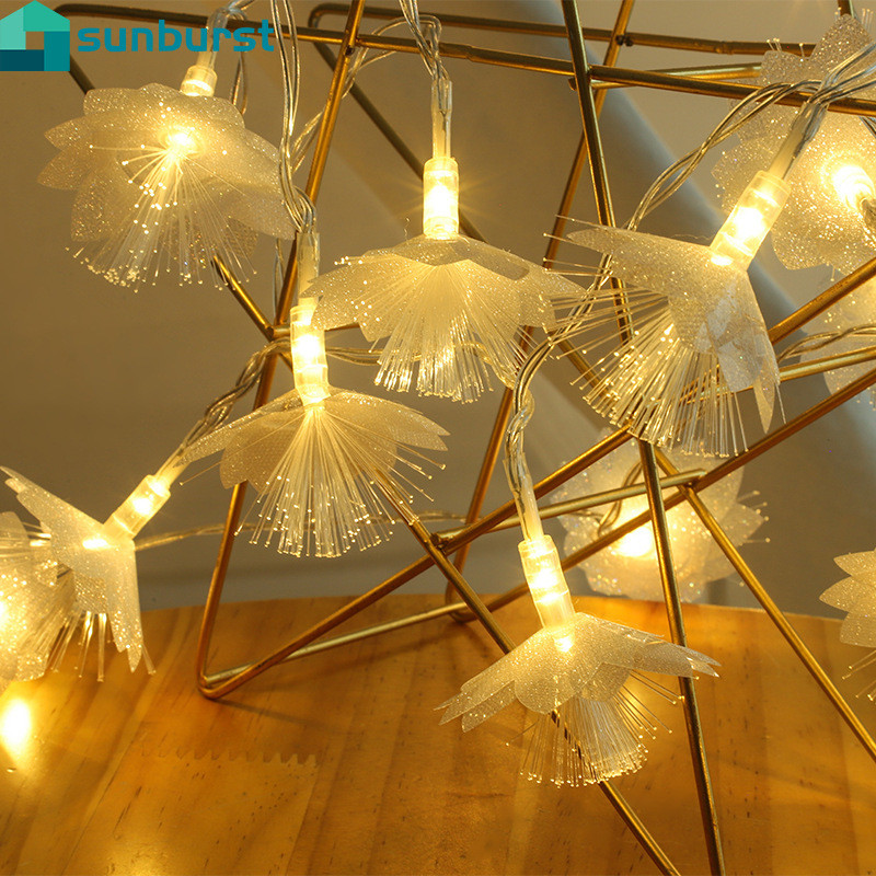 Luz De Fada De Fibra Óptica LED De Natal-Lâmpada De Festão De Flores Artificiais-Corda De Decoração De Festa De Ano Novo