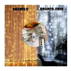 Cortina 300 Leds 3x3 Metros Festa Casamento Eventos Natal Branco Amarelo