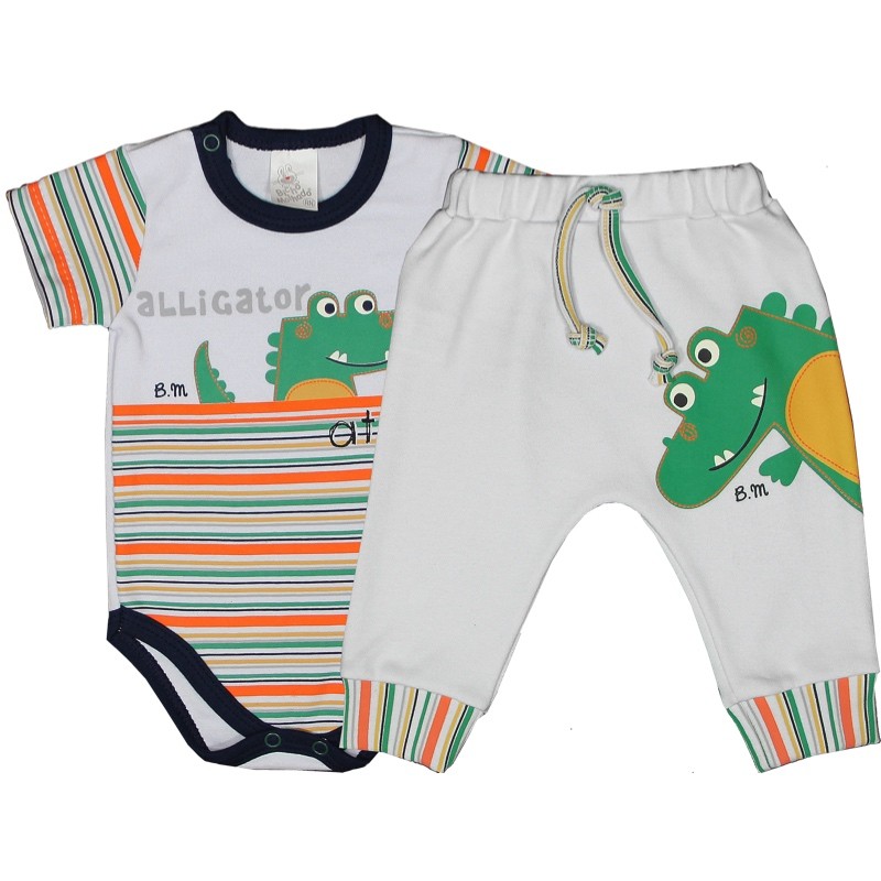 Conjunto Body Suedine Manga Curta Ab. Estampa Looking + Calça Suedine Com Punho estampada