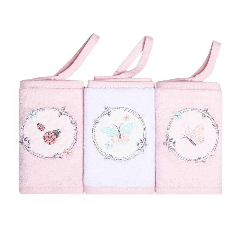 Kit Pano De Boca Papi Bordados Prendedor Borboleta - 03 Peças