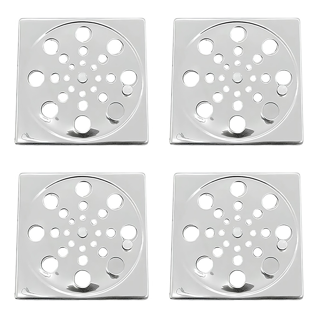 Kit 4 Tampa Ralo Grelha Quadrado 15cm Inox Abre/ Fecha Rotativo