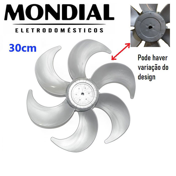 HÉLICE para ventilador MONDIAL 30CM - 6 pás - CINZA