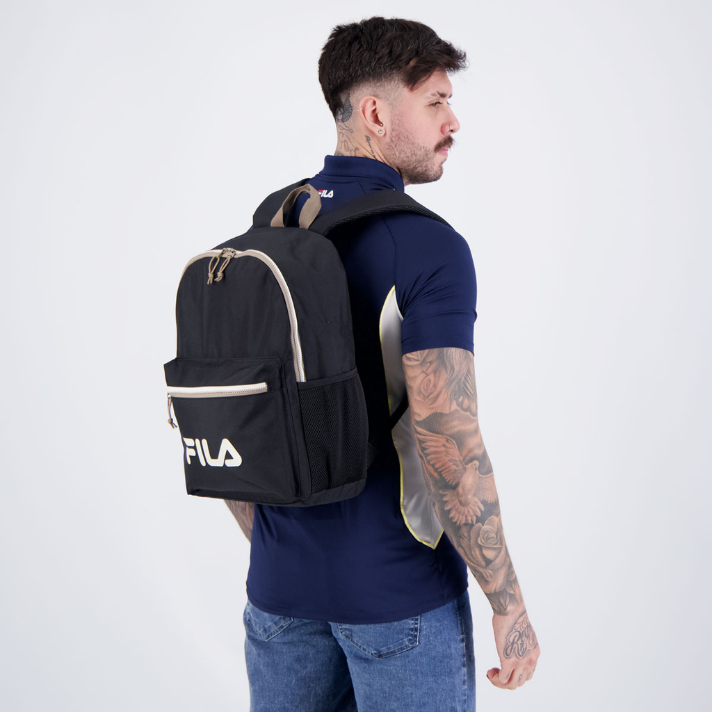 Mochila Fila Colors Preto e Bege em Oferta na Shopee