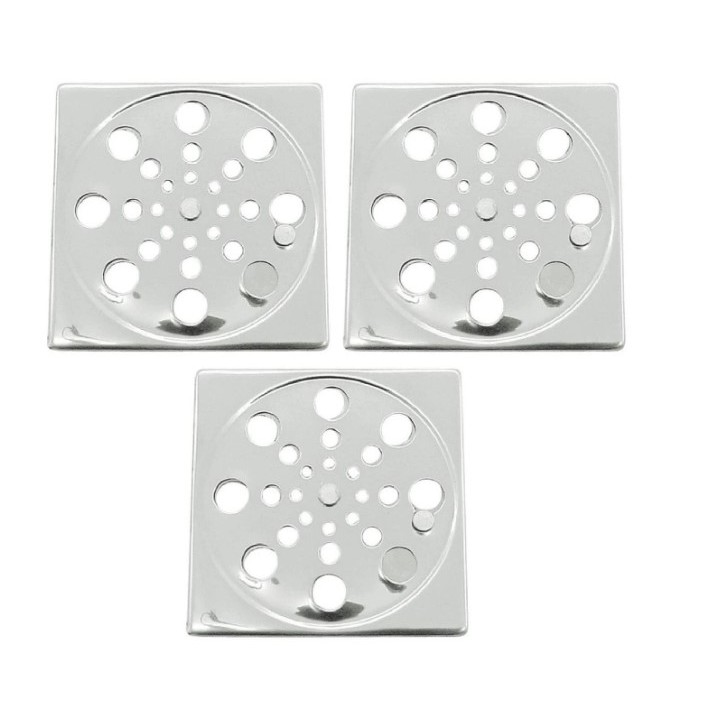Kit 3 Ralo Grelha Quadrado 10x10cm Inox Abre Fecha Rotativo