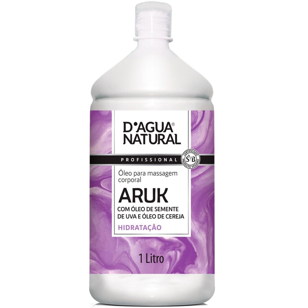 Óleo de Massagem Corporal Dagua Natural Aruk Semente de Uva e Cereja 1L Hidratação em Oferta na Shopee